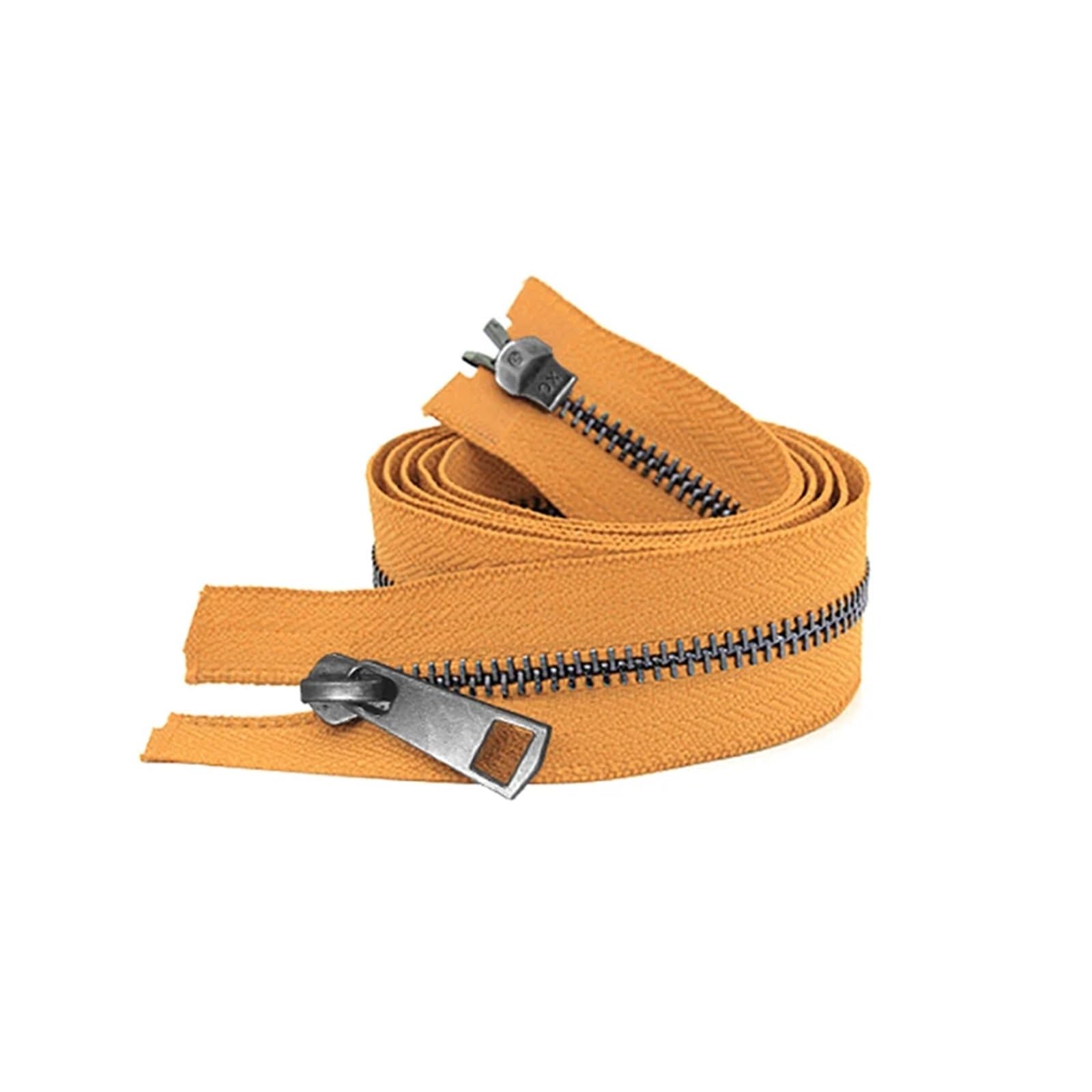 5/10 Uds. 30/40/50/60/70/80 cm 5# coloridos deslizadores dobles de extremo abierto cremallera Metal negro DIY tela bolsillo artesanal(Yellow,50cm,10 Pcs)