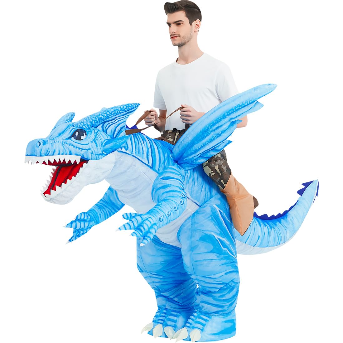 GOOSH Inflatable Dinosaur Costume for Adult Halloween Costume Women Man Funny Blow up Costume for Halloween Party Cosplay