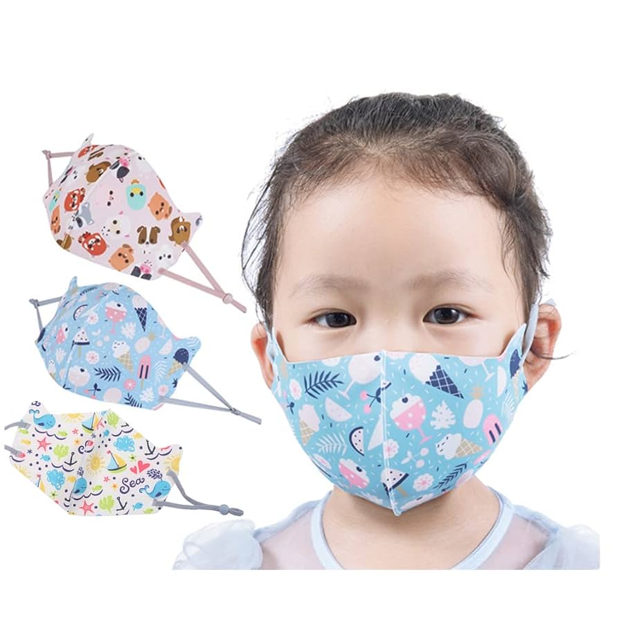 ハンドメイドインナーマスク子供用3枚 恐竜 接触冷感