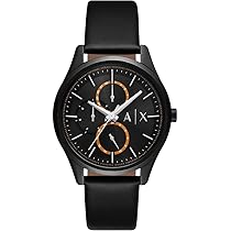 Armani Exchange Orologio Analogico al Quarzo Uomo con Cinturino in Pelle AX1886, Nero opaco