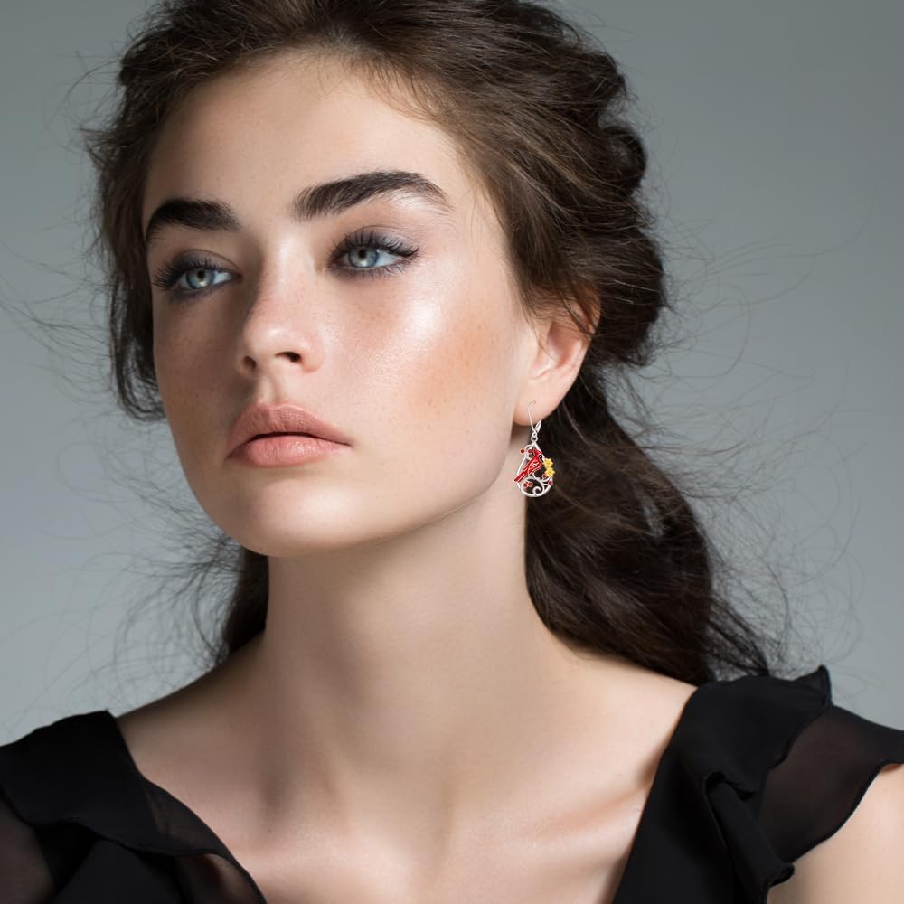 Cardinal Earrings for Women Red Cardinal Earrings Dangle Sterling Silver Bird Cardinals Jewelry Memorial Mothers Day Gifts - Image 5