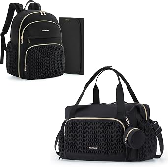 mommore Large Diaper Bag Tote and Backpack Quilted Travel Diaper Bags with Changing Pad