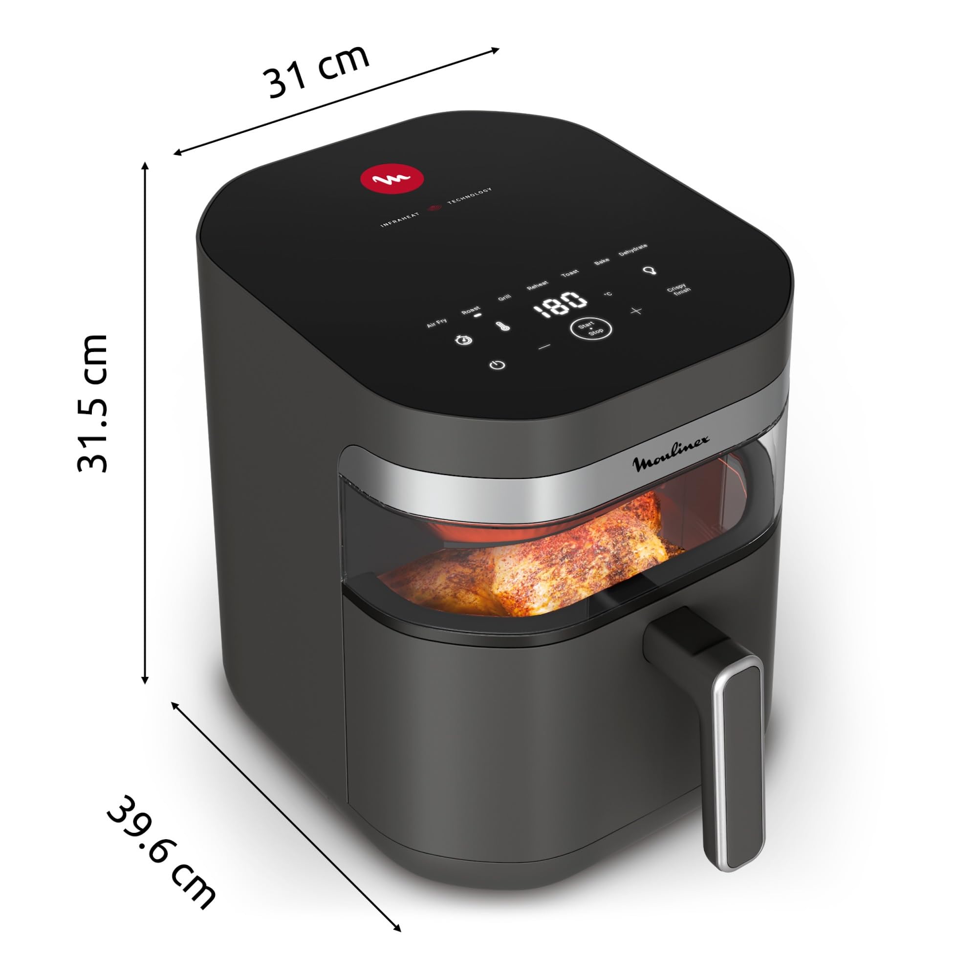Moulinex Easy Fry Infrared 7L, Air fryer, Technologie infrarouge Exclusive, Plus rapide, Plus homogène, Grande capacité, EZ832HF0, Gris Foncé