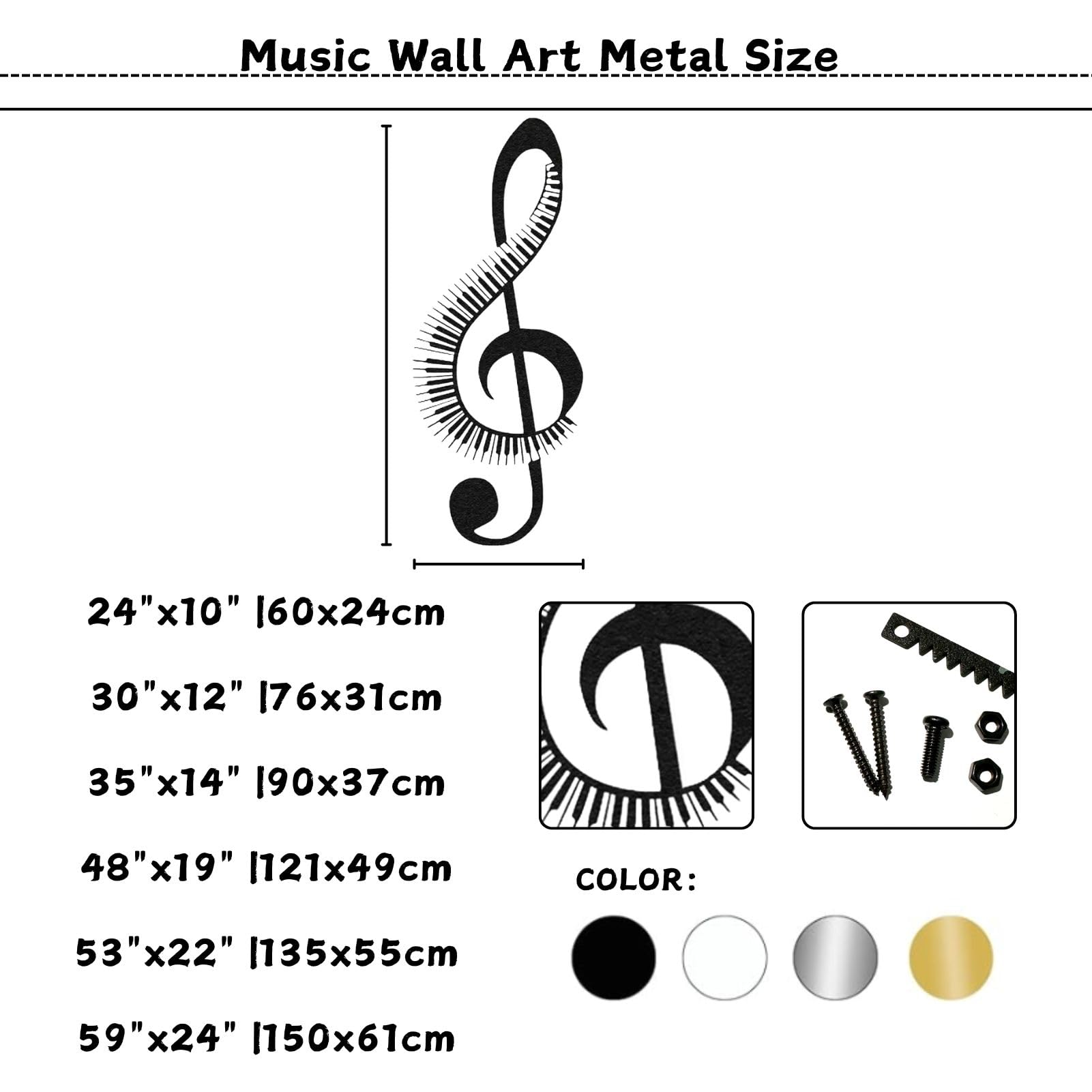 Genérico Arte de Pared con Notas Musicales de Metal, partituras Musicales de Metal, decoración para el hogar con Notas Musicales para Sala de Estar, Dormitorio, Pasillo y escaleras, Regalo Natur
