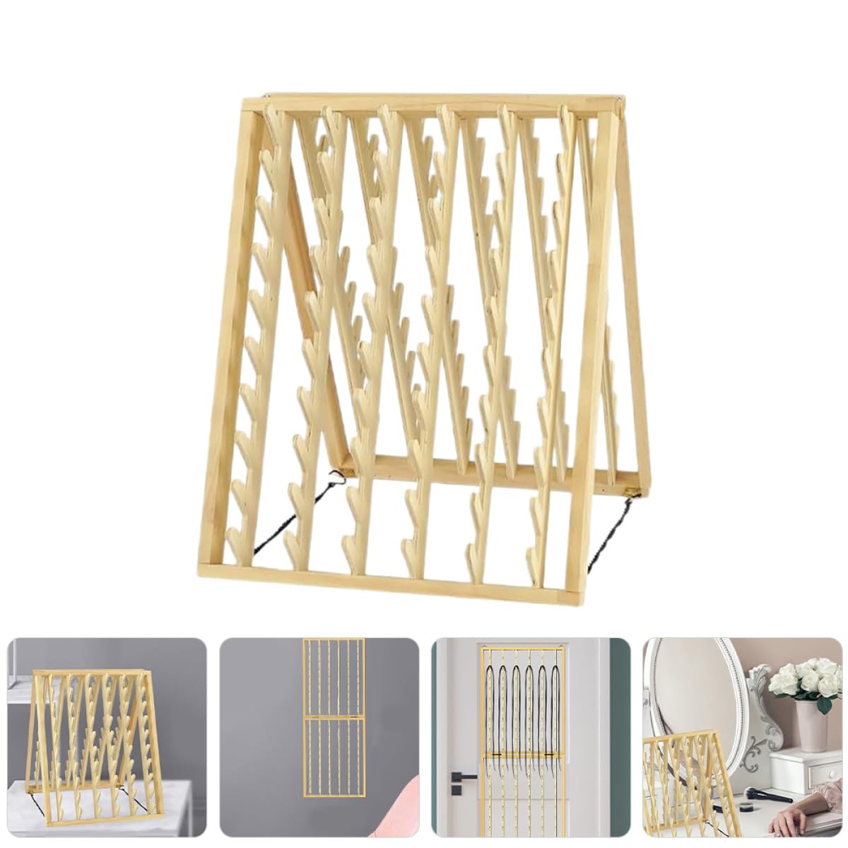 Gatuida Support Mural Organisateur de Matériel de Coiffure Motif Tressé Élégant en Bois pour Extensions de Cheveux pour Salon et Maison