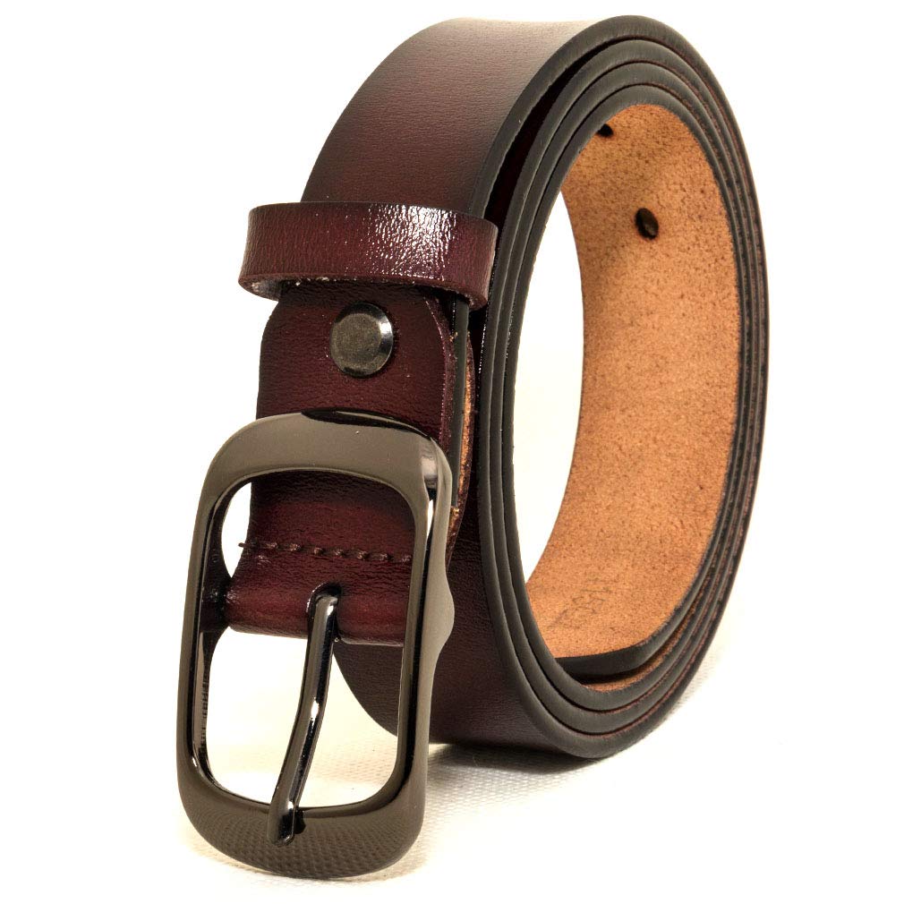 Espofy Women's Brown Belt Genuine Leather Belt With Single Prong Alloy Buckle 45Inch (115Cm)