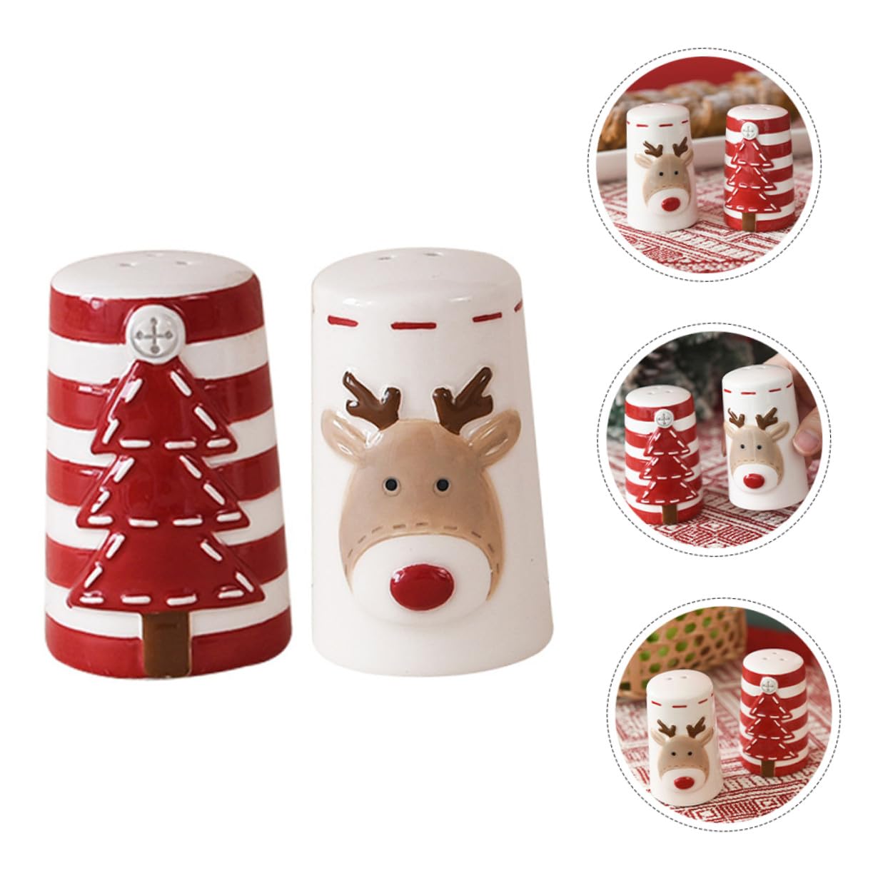 2 Stück Keramik Gewürzstreuer Teilig Salz Pfefferstreuer Salz und Pfeffermühle Weihnachten Küchen Gewürzbehälter für Pfeffer und Gewürze