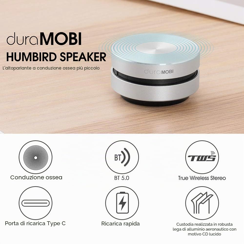 Confezione da 1 altoparlante BT senza fili Altoparlanti a conduzione ossea Mini portatile forte suono stereo incorporato Mic Sound Box