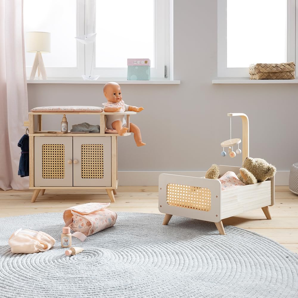 howa Lit de poupée en Bois miniflowers avec Mobile et literie 2160