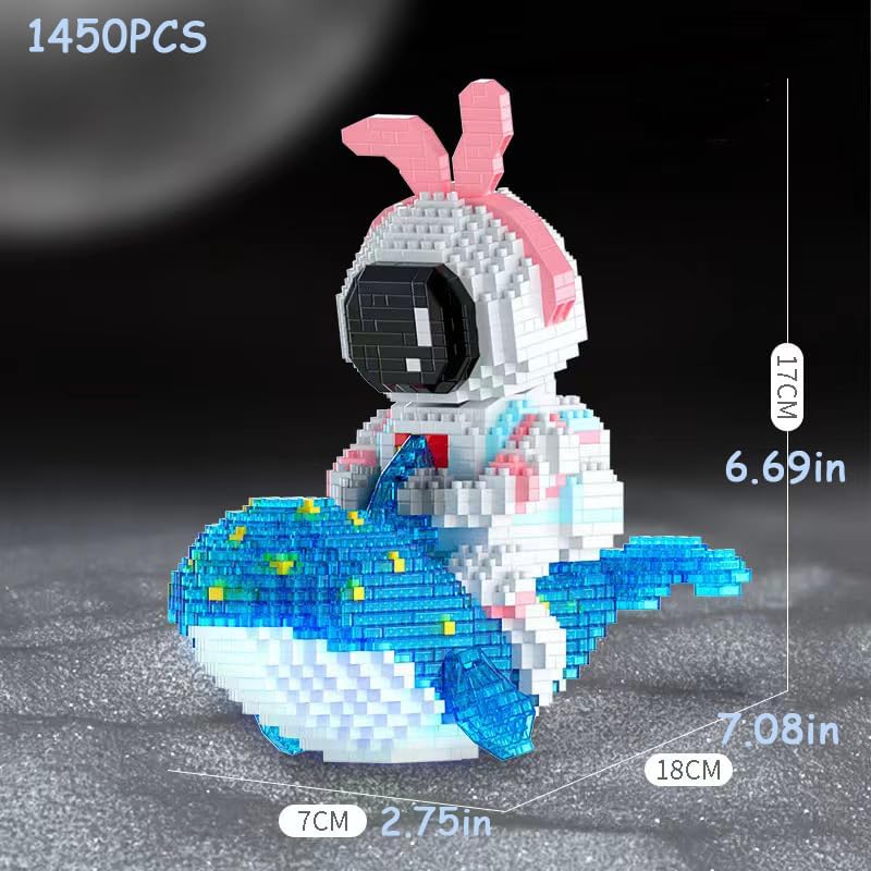 Miniatura 3 de Kit de construcción de microladrillos de astronauta para niños y adultos, juguetes espaciales con kit de iluminación LED, compatible con ballena