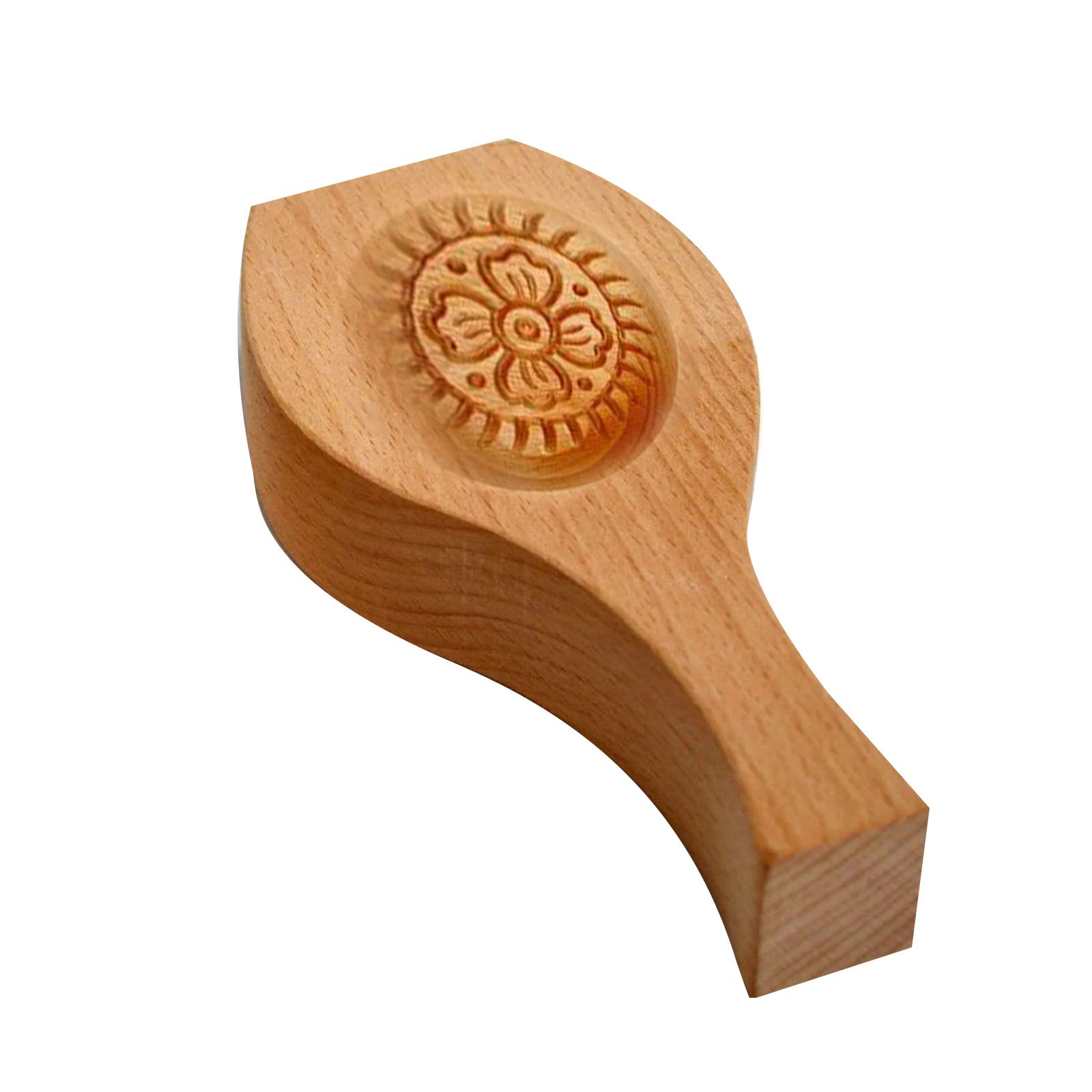 Nucelit Wooden Cake Wooden Baking Mold Flower Shape Chinese Traditional Mid-autumn Festival Cake Mold for Muffin Gift Molds for Baking