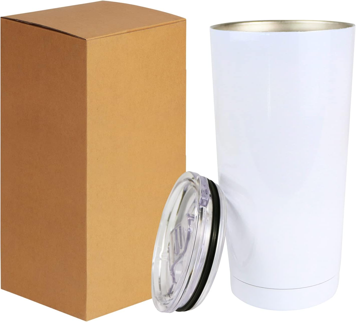 4 Pack Sublimation Blank Tumbler White 20 OZ Stainless Steel with Lid Vacuum Insulated Tumbler Double Wall Coffee Cup - Image 5