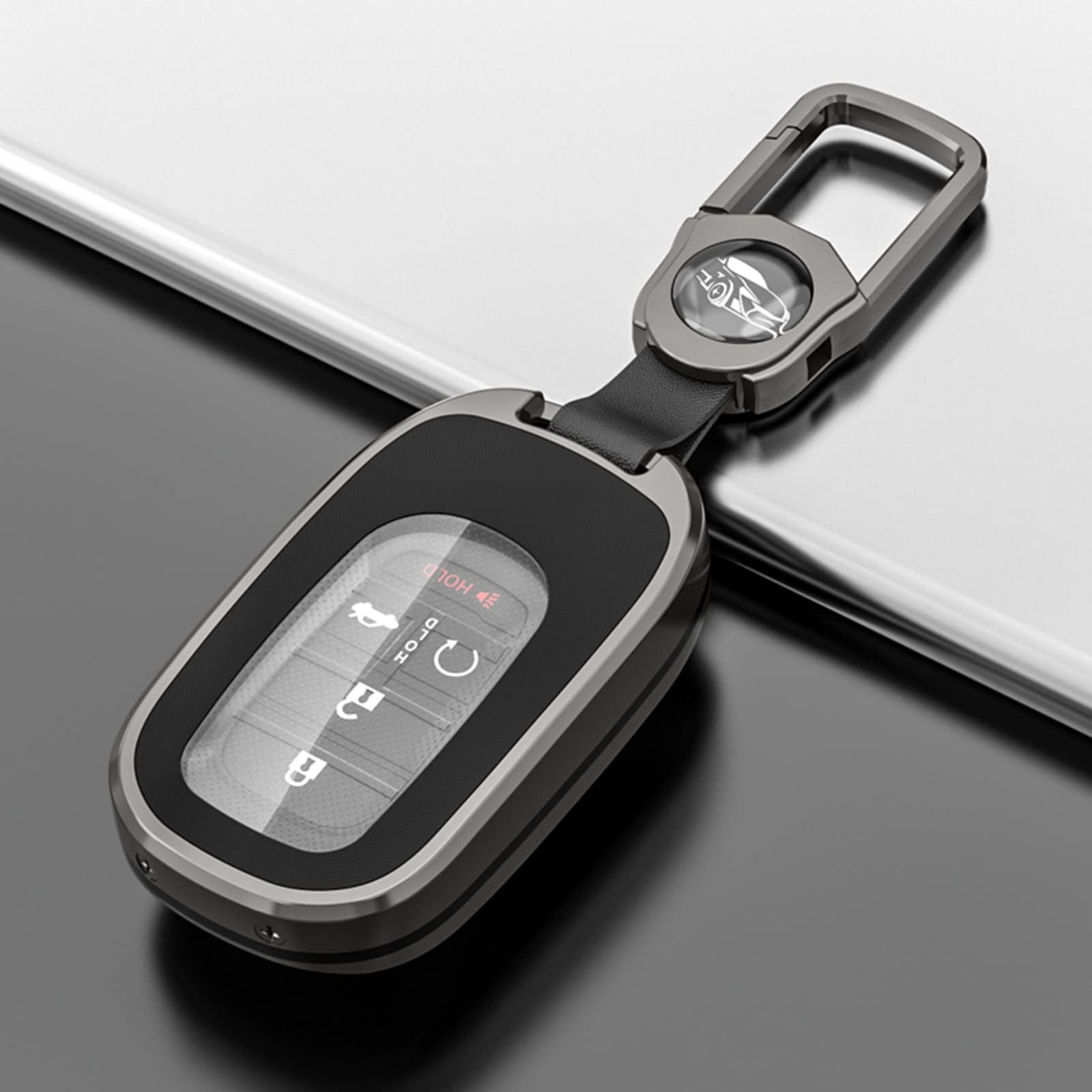 RYE for Honda Key Fob Cover, Honda Accessories TPU+Zinc Alloy Key Fob Case for 2022 2023 Honda Accord Civic HR-V CR-V Pilot Sport SI EX EX-L Touring Smart Key - Black, HON-002