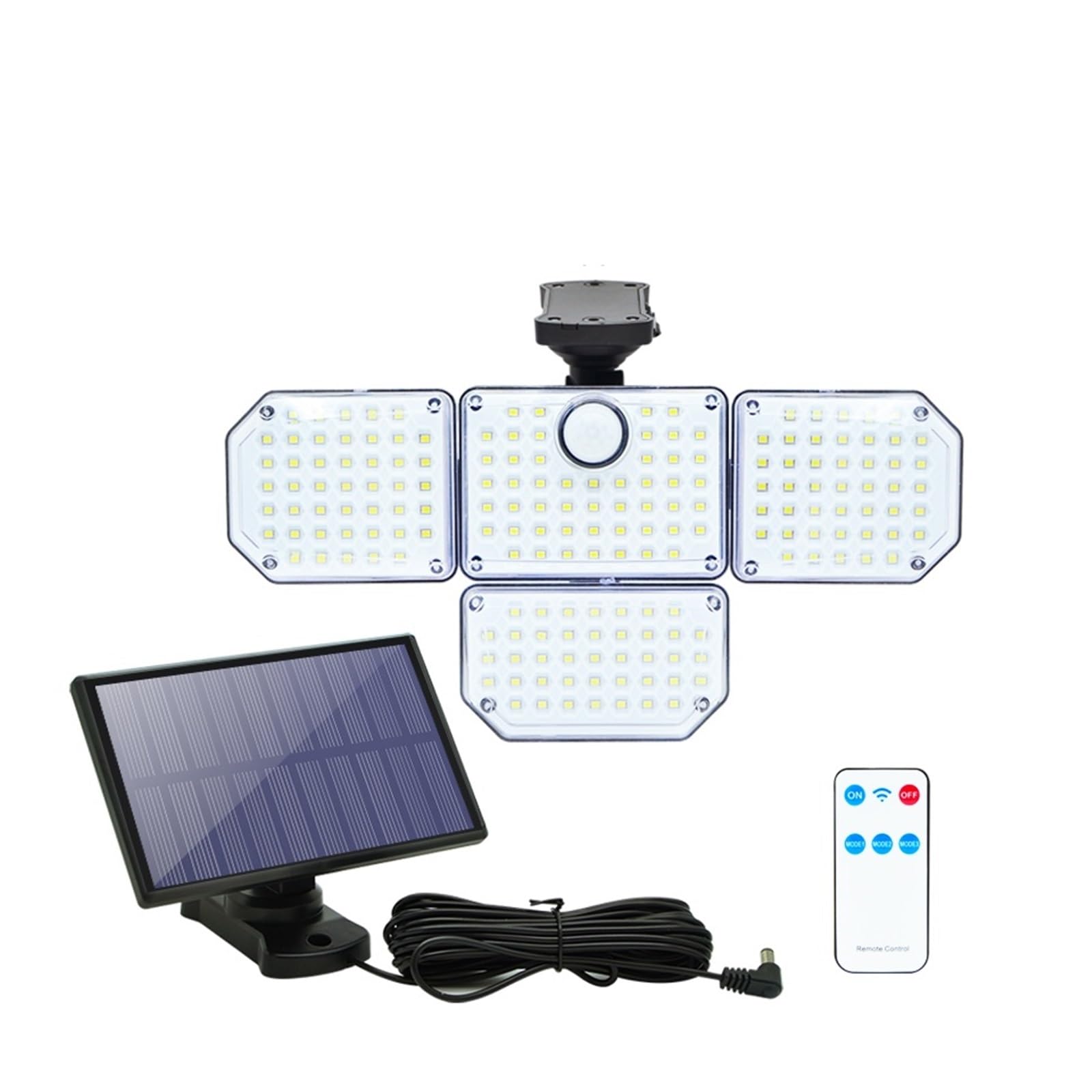 Naświetlacz LED 186/278/333 LED Lampa Słoneczna Zewnętrzna 4 Głowice Bezpieczne Światło Halonowe Wodoodporne Z Czujnikiem Ruchu Do Wystroju Ogrodu Kinkiet 3 Tryb Oświetlenie krajobrazu RGB(Size:1PC 18