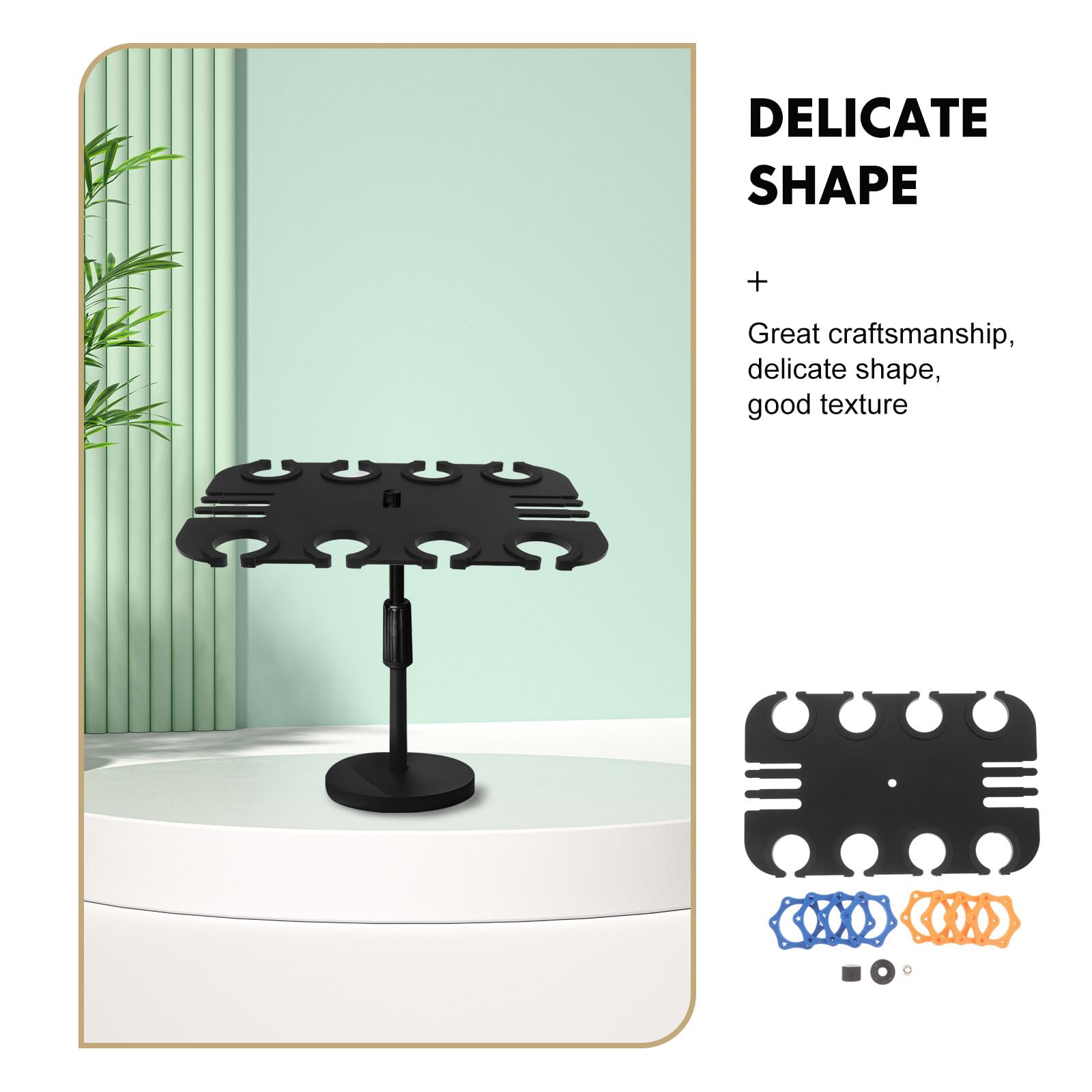 Cabilock Soporte de Pared Almacenamiento Seguro para Micrófono Negro Rectangular con 8 Agujeros, Acero al Carbono y Plástico y Antirrayaduras para Grabaciones y Transmisiones