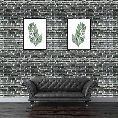 3D Wall Panels POPPAP 3D Visual Effects Foam Wall Panels Faux Brick Wallpaper Peel And Stick Dark Grey White Color Painted Brick Wallpaper 10 Tiles - Thumbnail 5