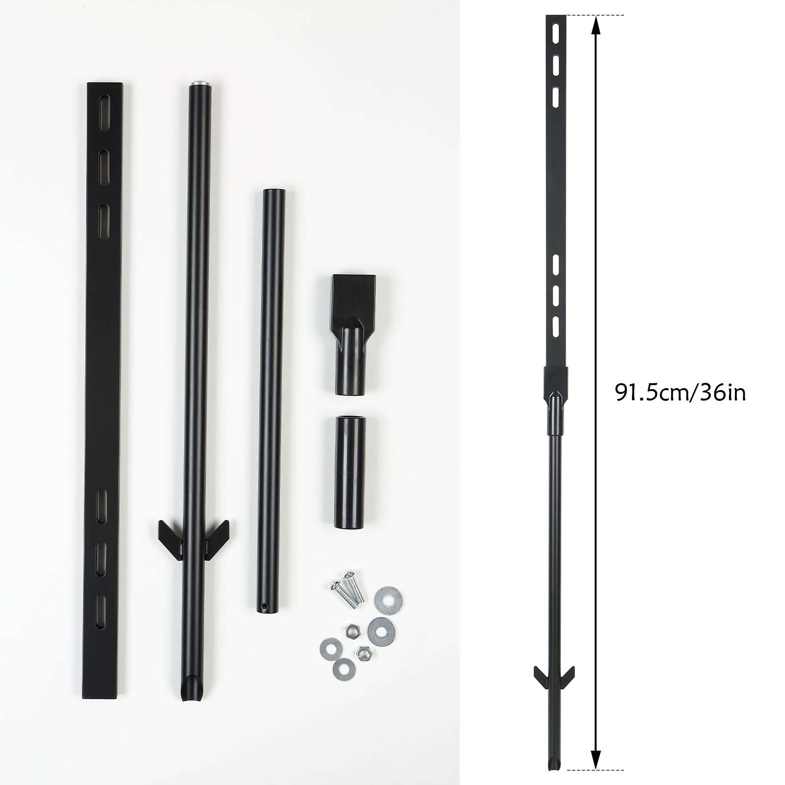 2 szt. Aluminiowy uchwyt na znaki z otworami do montażu, wysokość do 91,5 cm (czarny, 3 stopy)