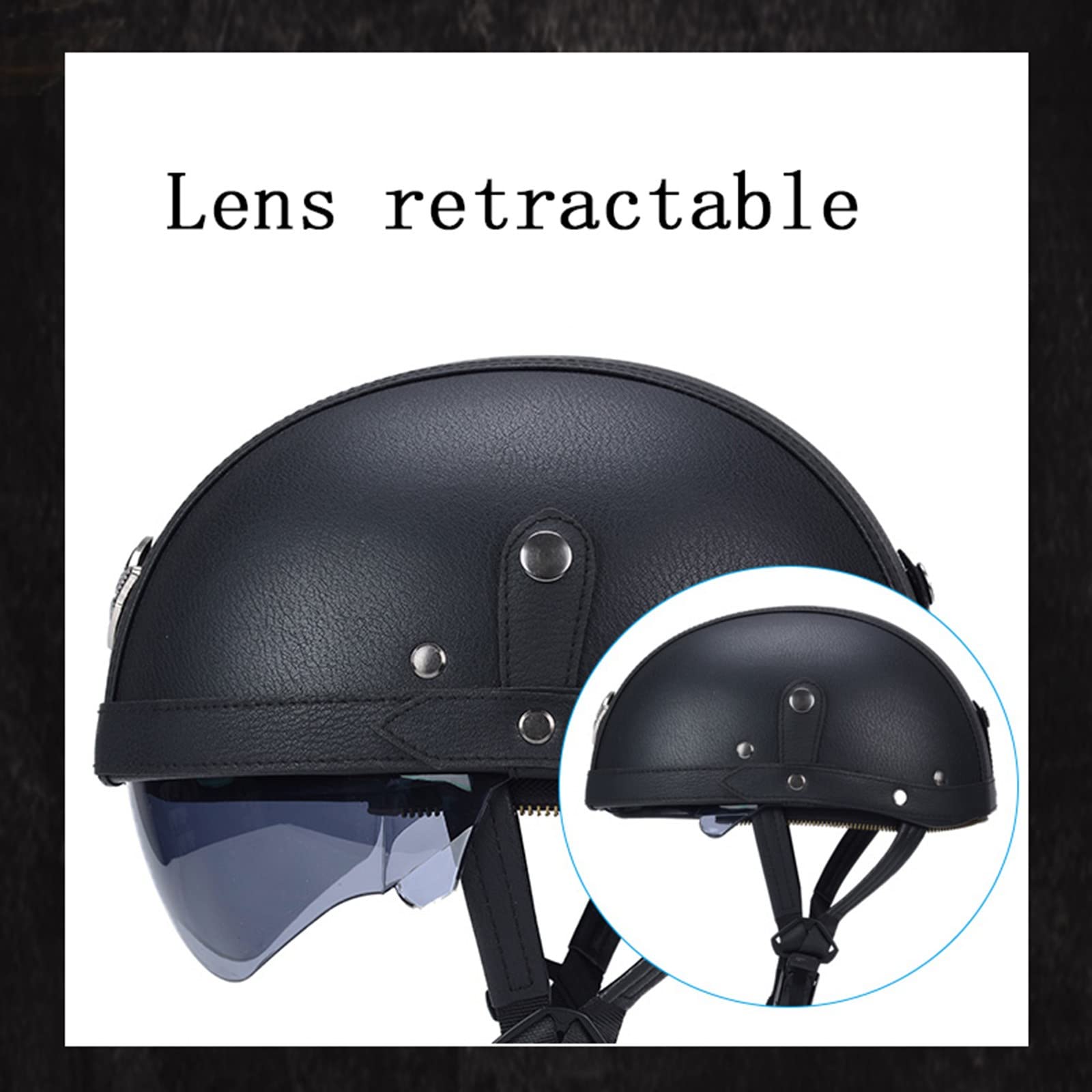 Casque Moto Rétro Style WW2 - Demi-casque Cruiser Homologué ECE/DOT Avec Lunettes - Pour Hommes Et Femmes