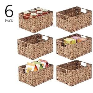 mDesign Woven Farmhouse Kitchen Pantry Food Storage Organizer Basket Bin Box - Container Organization for Cabinets, Cupboards, Shelves, Countertops - Store Potatoes, Onions, Fruit, 6 Pack, Brown Ombre mDesign Woven Farmhouse Kitchen Pantry Food Storage Organizer Basket Bin Box Container Organization for Cabinets Cupboards Shelves Countertops Store Potatoes Onions Fruit 6 Pack Brown Ombre