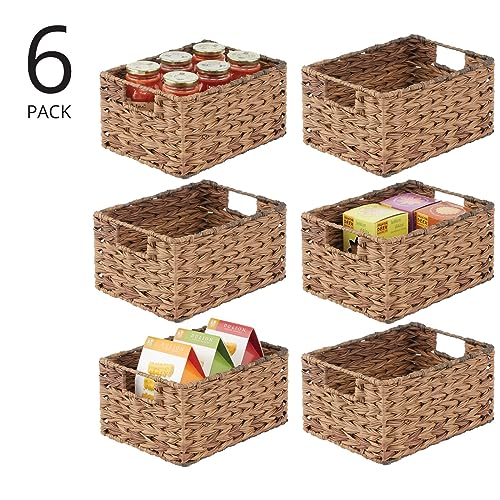 mDesign-Woven-Farmhouse-Kitchen-Pantry-Food-Storage-Organizer-Basket-Bin-Box-Container-Organization-for-Cabinets-Cupboards-Shelves-Countertops-Store-Potatoes-Onions-Fruit-6-Pack-Brown-Ombre mDesign Woven Farmhouse Kitchen Pantry Food Storage Organizer Basket Bin Box Container Organization for Cabinets Cupboards Shelves Countertops Store Potatoes Onions Fruit 6 Pack Brown Ombre