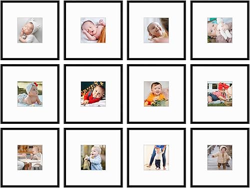 Miniatura 9 de Golden State Art, Marco de aluminio de 12 x 12 pulgadas para exhibición de fotos de 8 x 8 pulgadas, colección de marcos de fotos cuadrados de