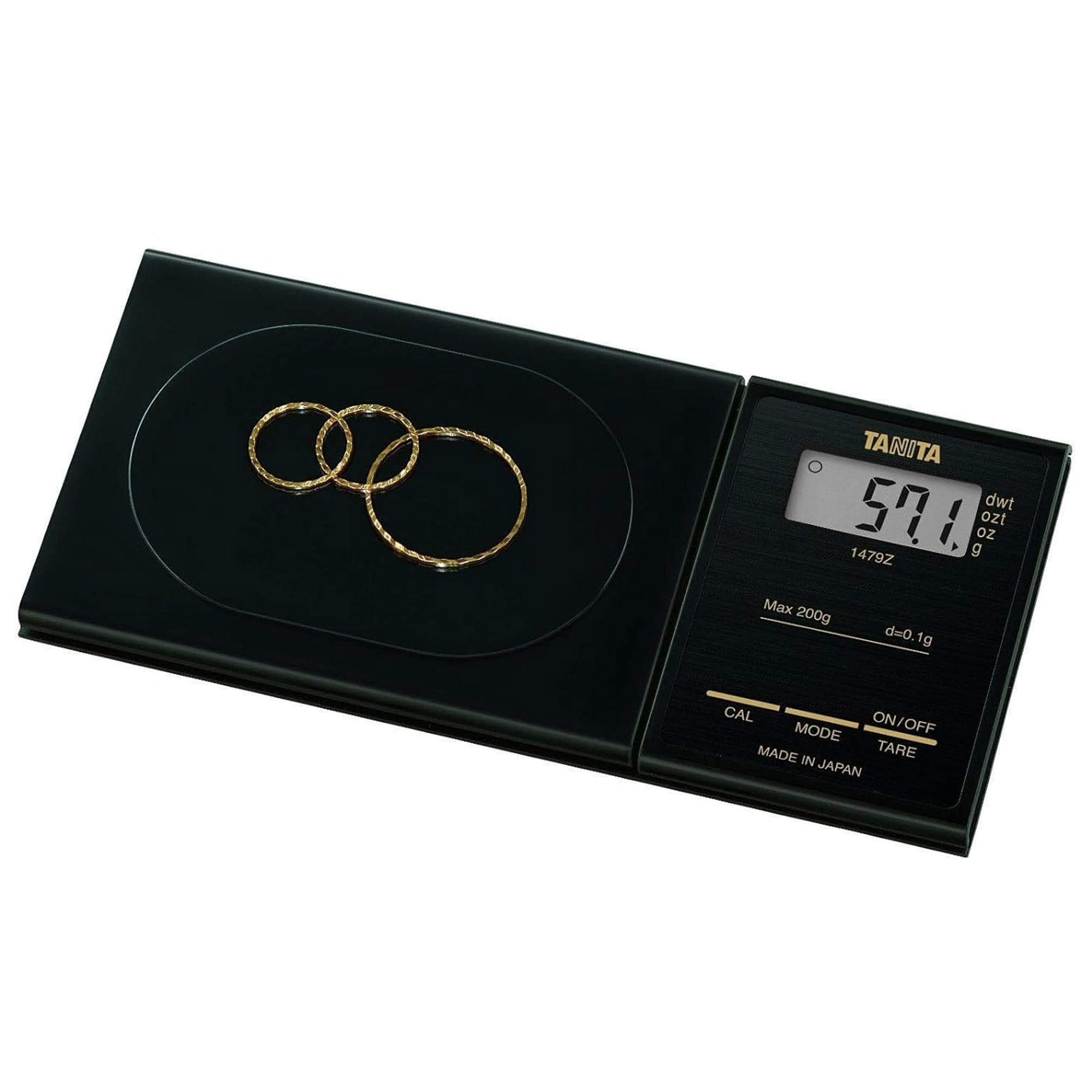Tanita 1479Z - Bilancia da cucina, fino a 200 g, schermo LCD, nera