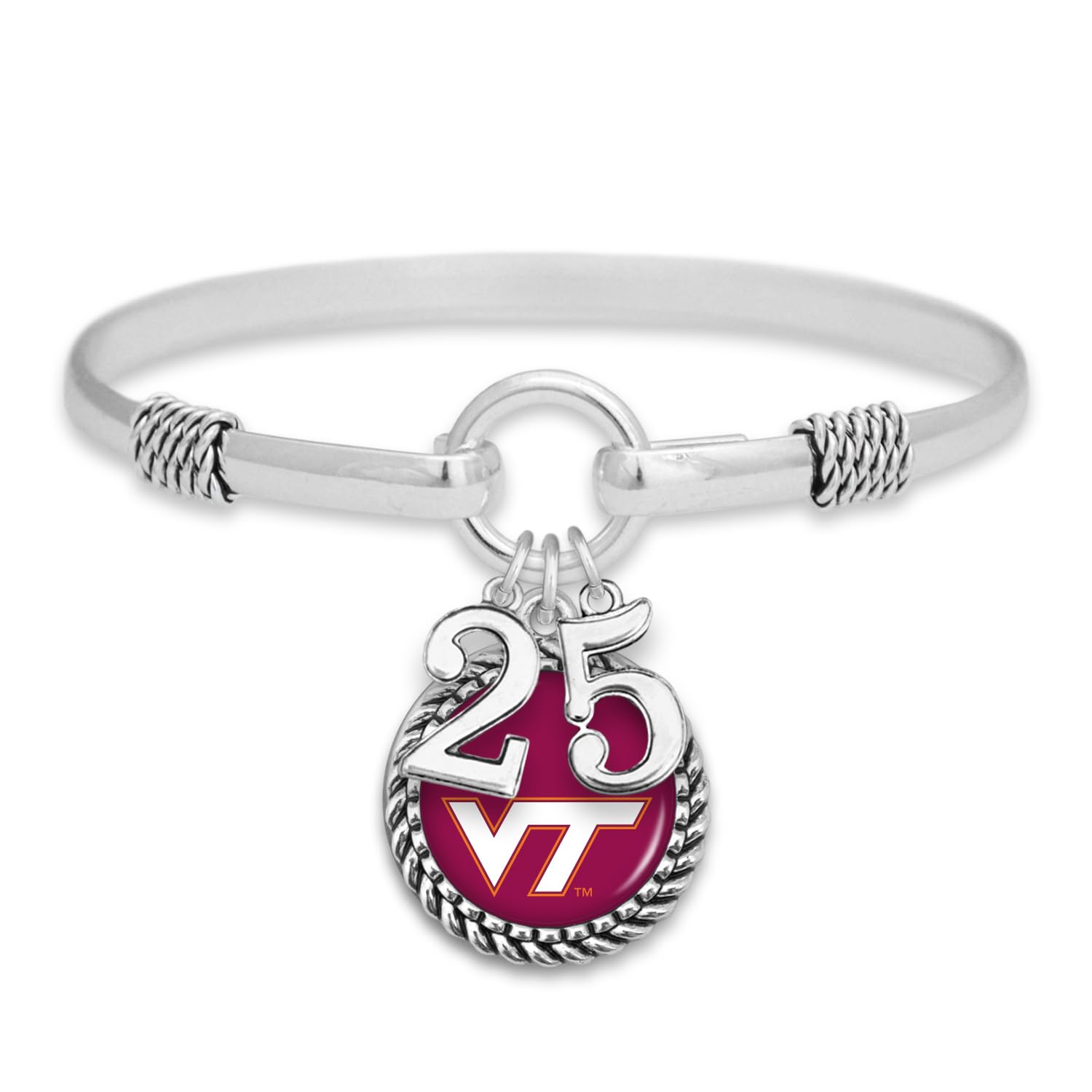Virginia Tech Hokies Graduation Year 2025 Silver Bracelet Jewelry Licensed VT