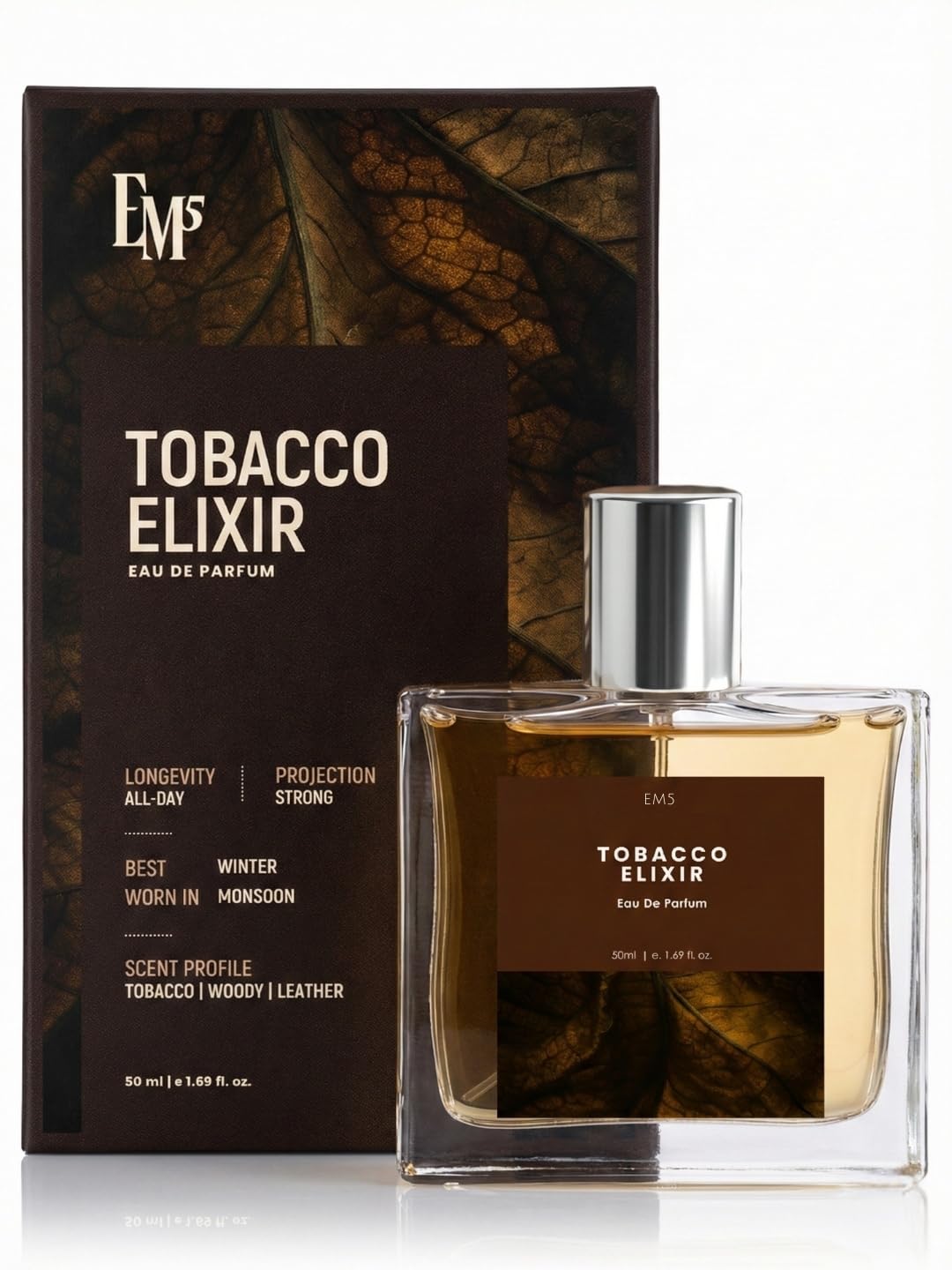 EM5 Tobacco Elixir Perfume for Men | Tobacco, Woody, Leather Fragrance | Long Lasting Scent | Premium Gift for Him | 50ml EDP-image-37