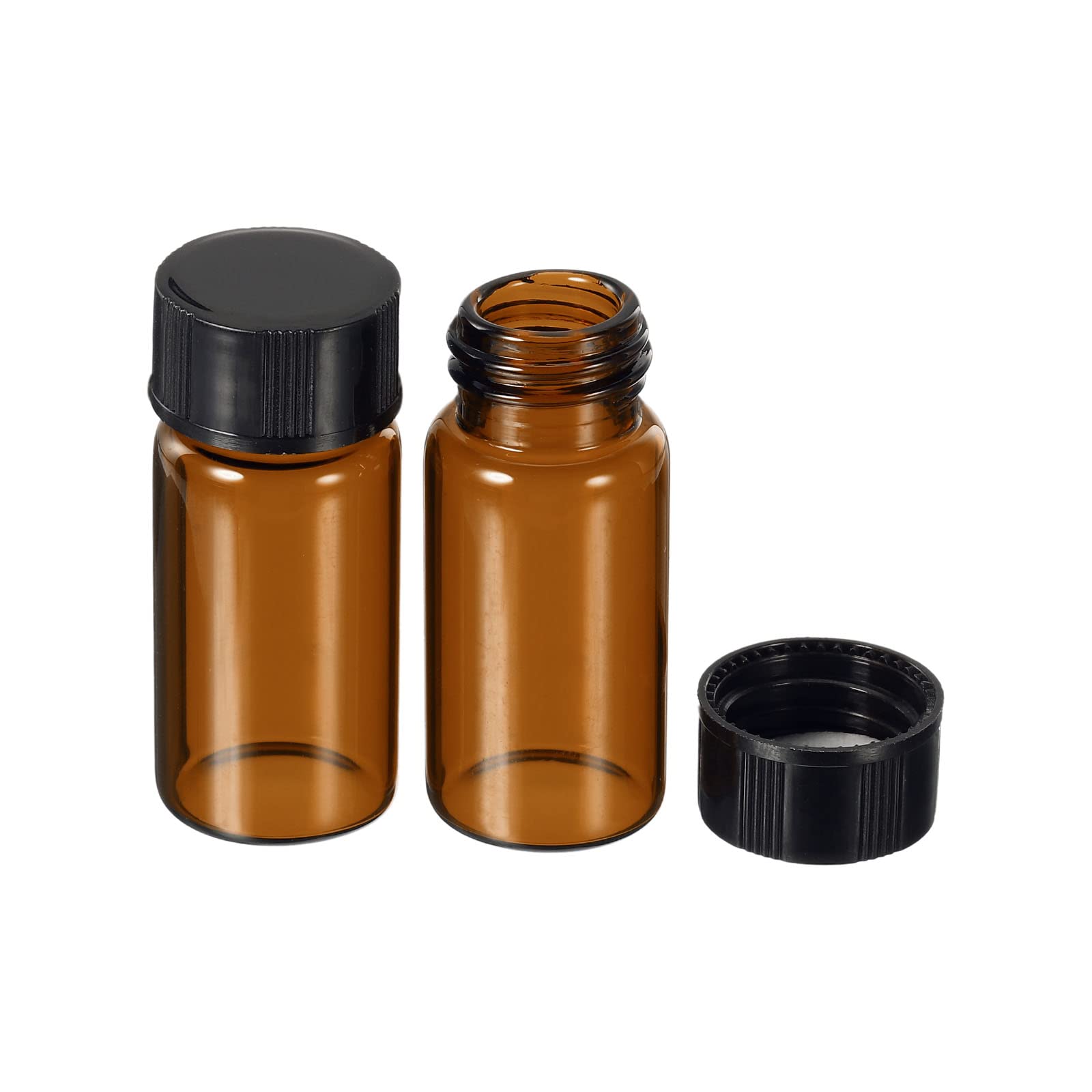PATIKIL 5mL Reagente Media Bottiglia, 10pz Rotondo Vetro Conservazione Bottiglie Plastica Vite Tappo per Laboratorio Casa, Marrone