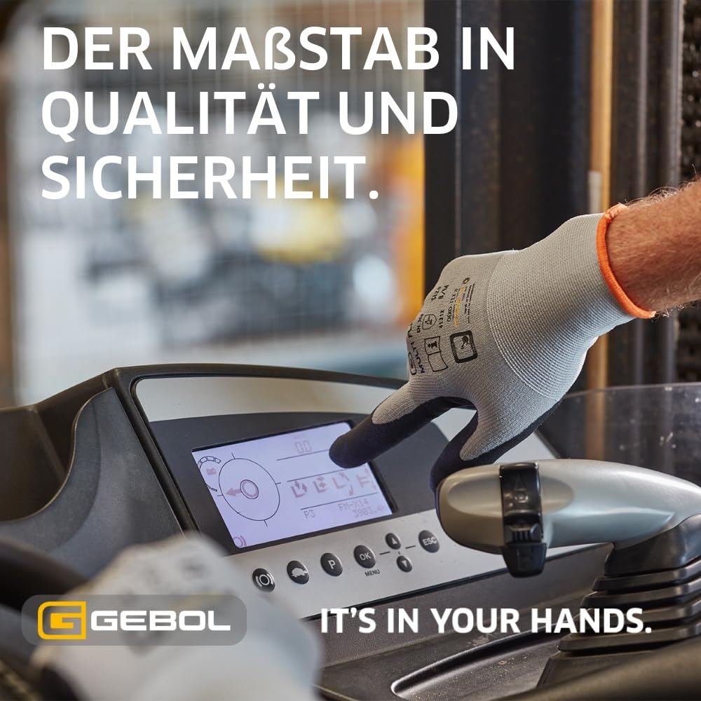 Gebol Multi Flex Touch Lady | Taglia M (Gr 8) | Guanti da lavoro con funzione touch e gommini | Guanti in nitrile con ottima destrezza e comfort