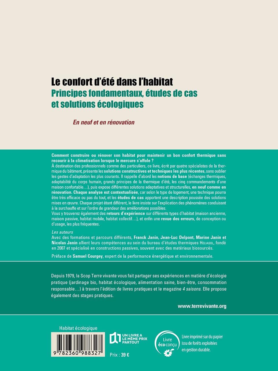Le confort d'été dans l'habitat: Principes fondamentaux, études de cas et solutions écologiques