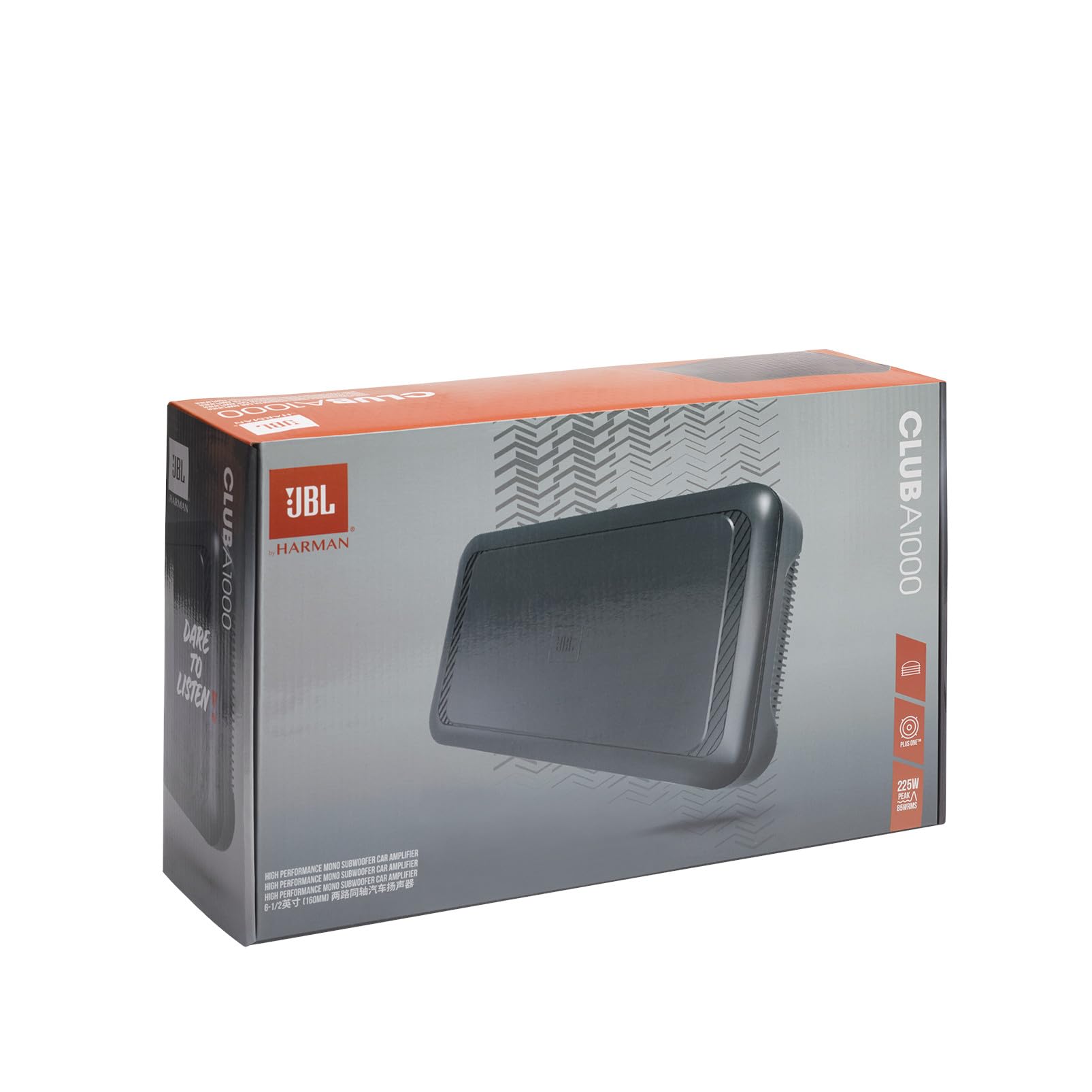 JBL Club A1000 Amplificador Mono para Subwoofer con 600W RMS a 4Ω, 1000W RMS a 2Ω, tecnología Class D, Respuesta 10–320Hz, Filtro LP Variable, Refuerzo de Graves y práctico Control Remoto Incluido