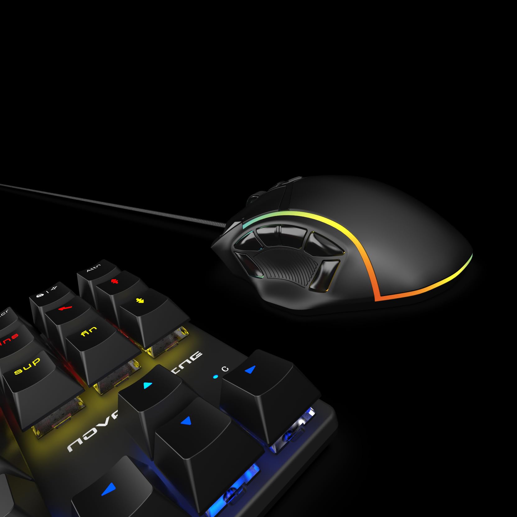 NOVA GAMING – Virgo – Mouse Gaming Cablato RGB Programmabile – Peso Regolabile, Software di Personalizzazione, DPI regolabile, 13 animazioni LED