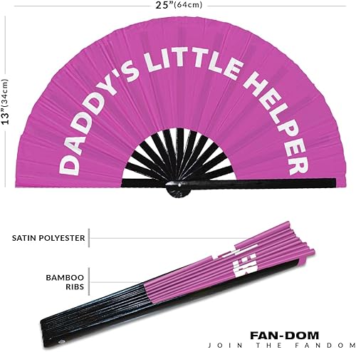 Miniatura 2 de Daddy's Little Helper - Ventilador de mano plegable de bambú con circuito de mano, divertido broma, palabras de maldición, expresiones, regalos,