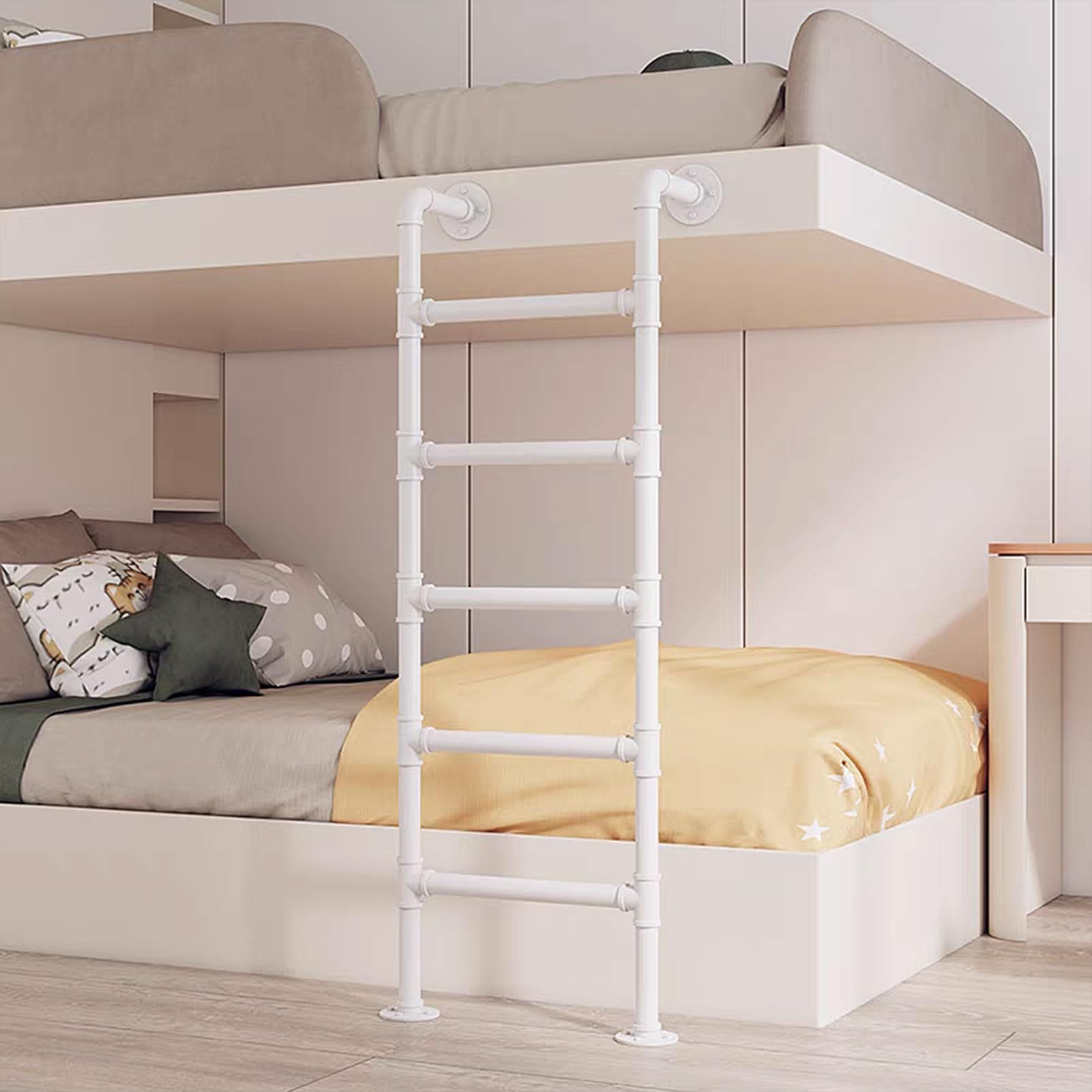 Échelle de lit superposé en fer forgé blanc 185 cm pour grenier