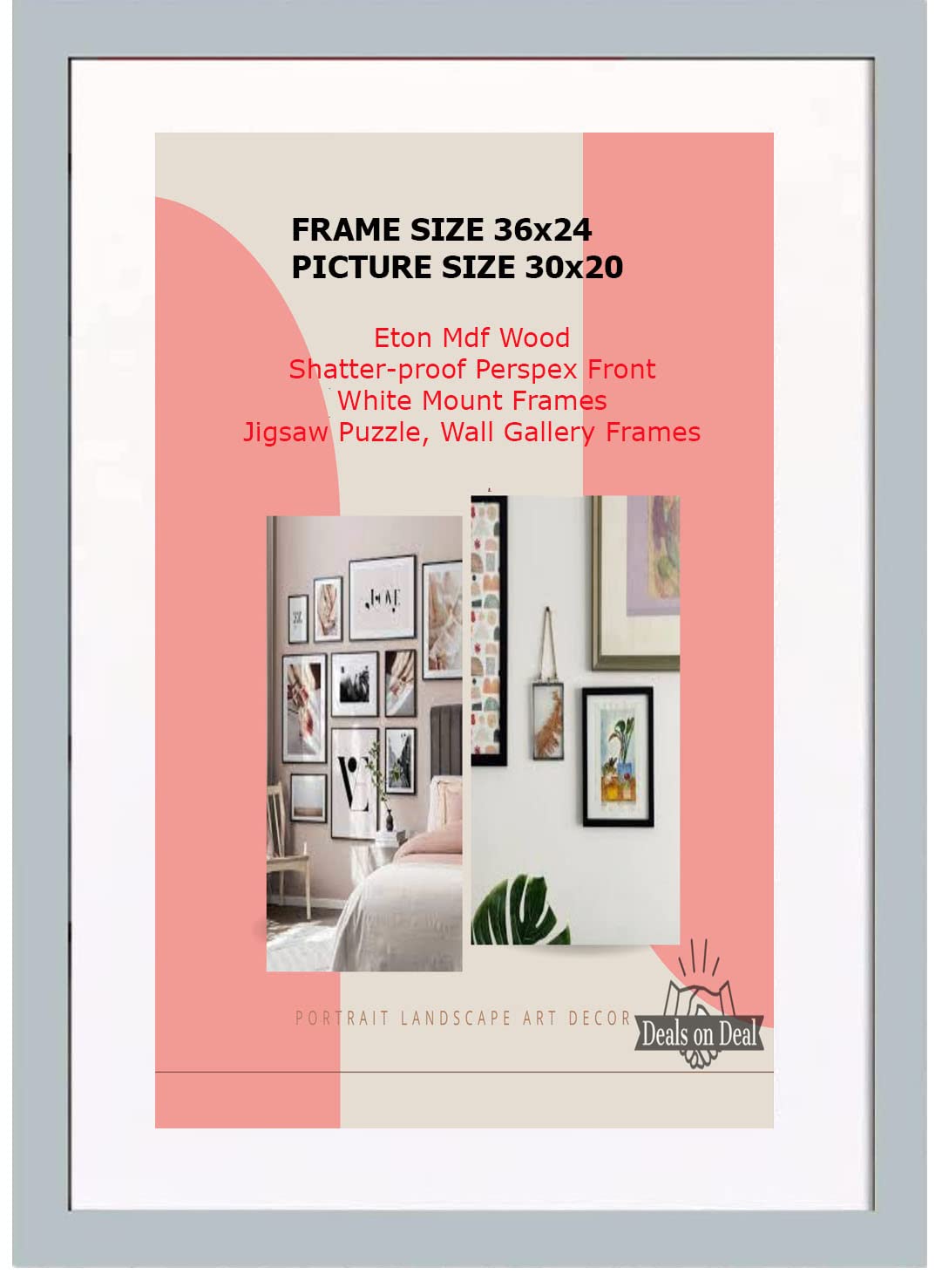 DEALS ON DEAL Poster frames 36x24 with Mount for 30x20 | Clear Acrylic Solid Wooden Picture Frames | Jigsaw Puzzle Wall Décor display Horizontally or Vertically
