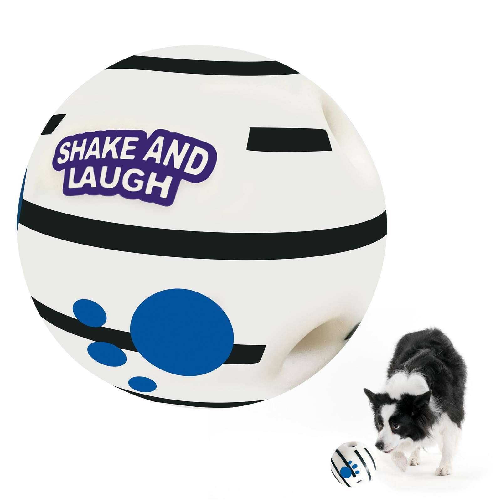 SHAKE AND LAUGH Glow in The Dark Dog Toys Ball, L, 3.94 in (10 cm) | Interactive, Shaking with Gibbering Sound