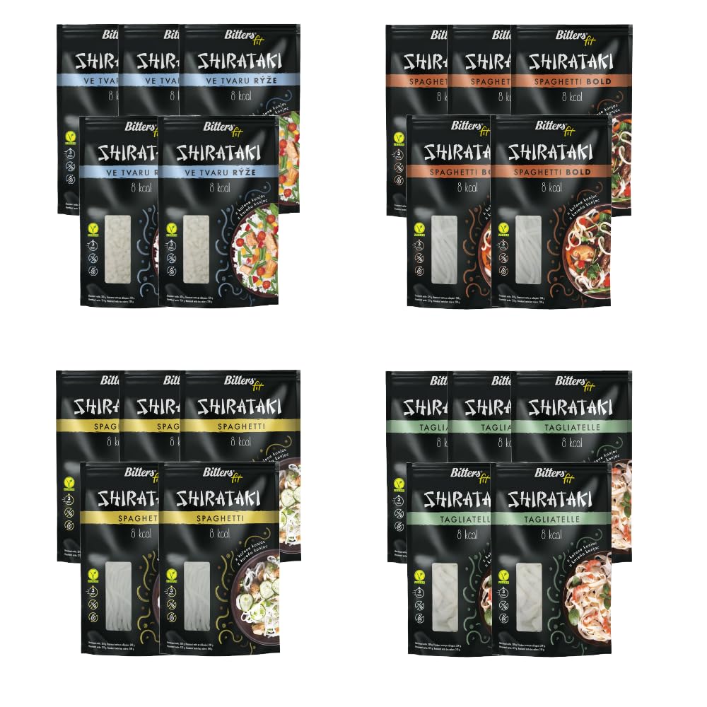 Bitters Shirataki MIX Pasta di Konjac - 5xSpaghetti Slim, 5xBold, 5xRiso, 5xTagliatelle - 20x200g