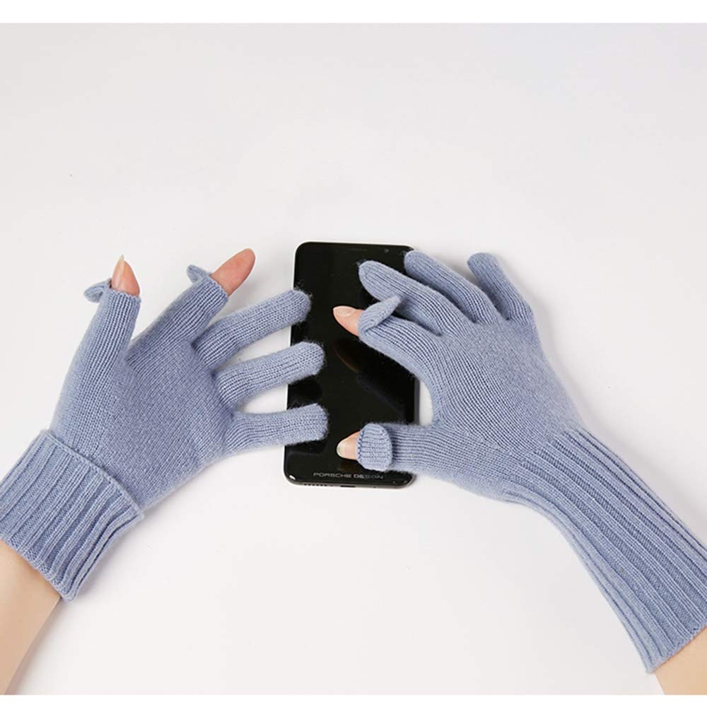 Axdwfd Guantes de Lana Pura otoño y el Invierno cálido espesantes de Punto de los Hombres a Caballo Damas de conducción Pantalla táctil Pura Lana 100% sin Dedos Pantalla táctil