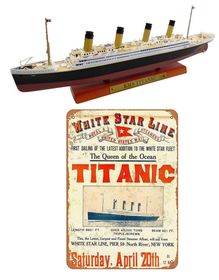 Titanic de 21 cm decorativo y placa White Star Line para salones y despachos