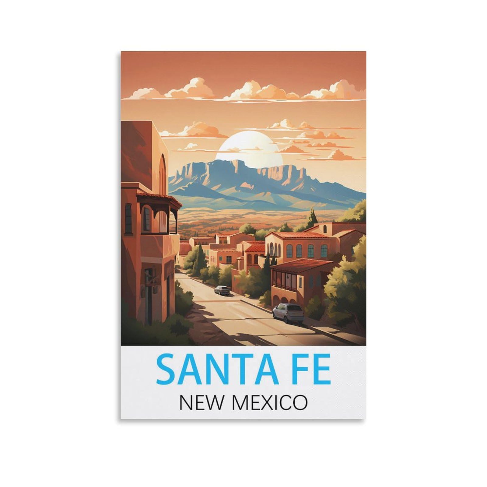 Hwjjuii Unframe-Style Santa Fe New Mexico Vintage Travel Posters 08X12inch(20X30cm) Canvas Wall Posters And Art Picture Print Modern Family Bedroom Decor Posters