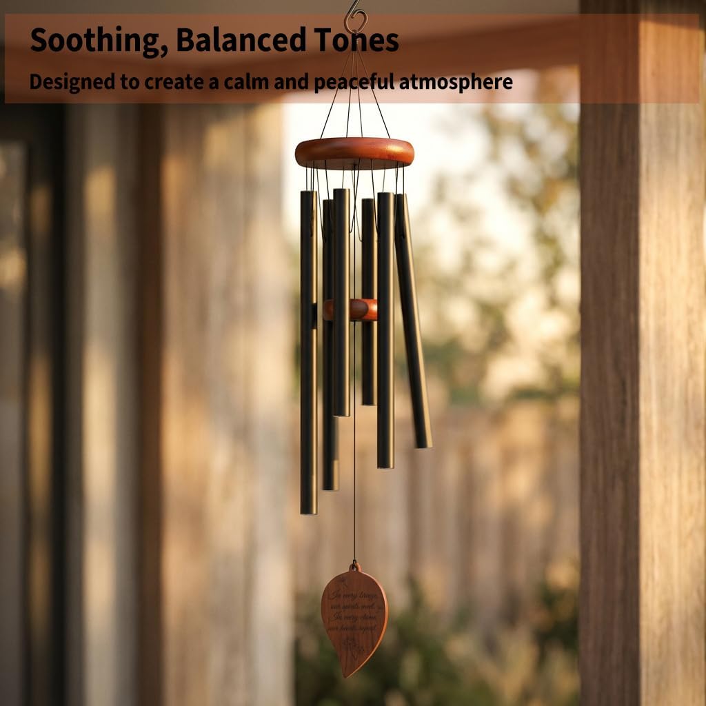 37 Inch Wooden Wind Chimes for Outside, Memorial Wind Chimes for Loss of Loved One, Sympathy Bereavement Gifts, Outdoor Garden Porch Patio Decor