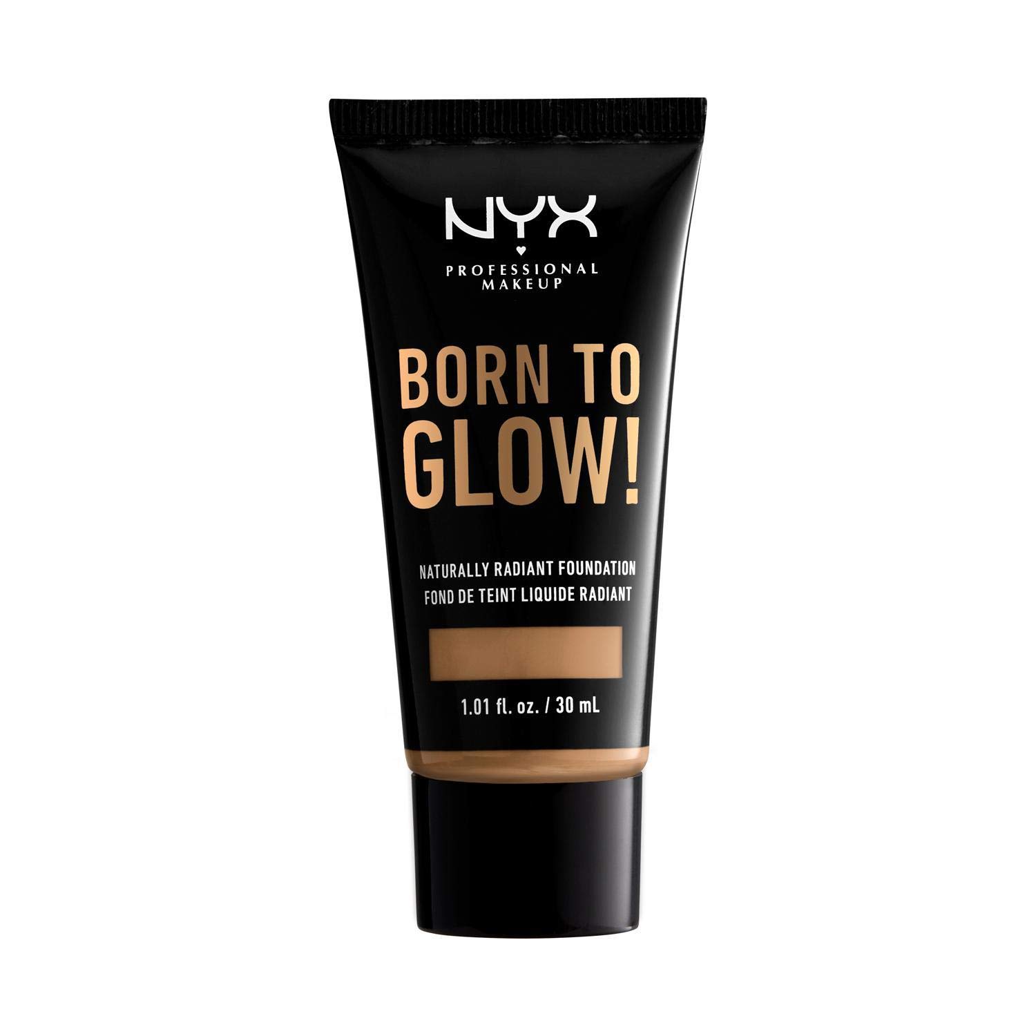 NYX Professional Makeup Born to Glow Radiant Foundation, Iridescent Finish, Buildable Medium Coverage, Vegan Formula, Shade: Golden