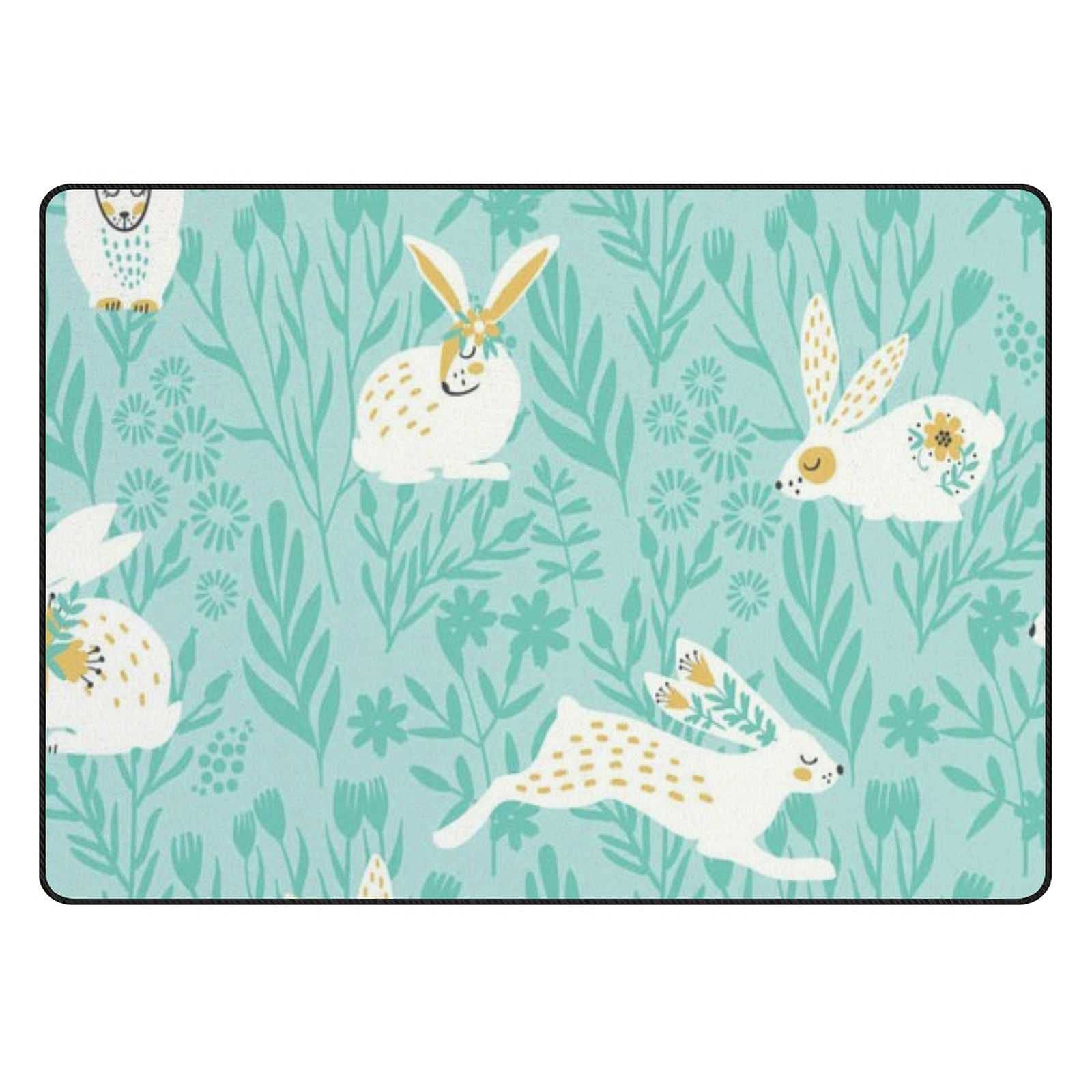Tapis de Pâques vert en velours corail épais de qualité supérieure