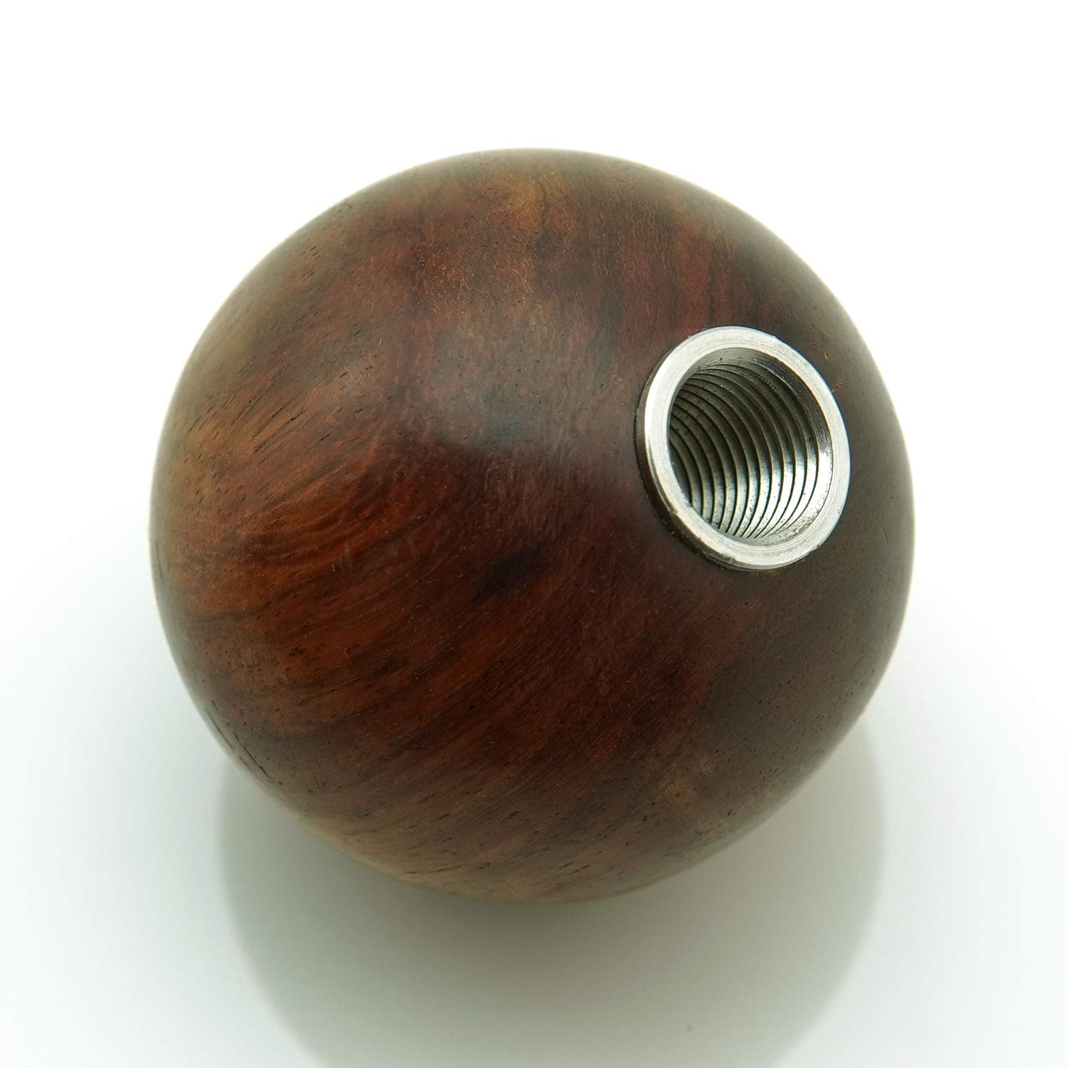 Universal Wood Shift Knob Gear Round Ball Shifter Knobs with 4 Adapters Shifter Level Stick Wooden (Silver)