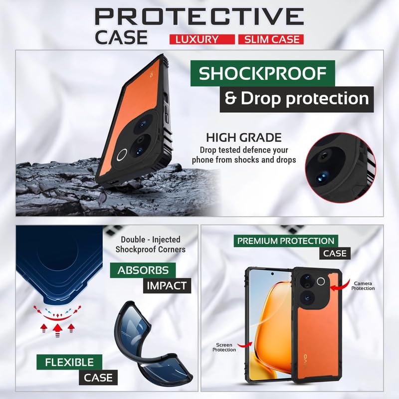 Image of AIBEX Crystal Clear Back Cover Case for Vivo T3 Pro 5G / IQOO Z9s Pro 5G | 360 Degree Protection | Shock Proof Design | Transparent Back Case for Vivo T3 Pro 5G / IQOO Z9s Pro 5G (PC & TPU,Bumper)