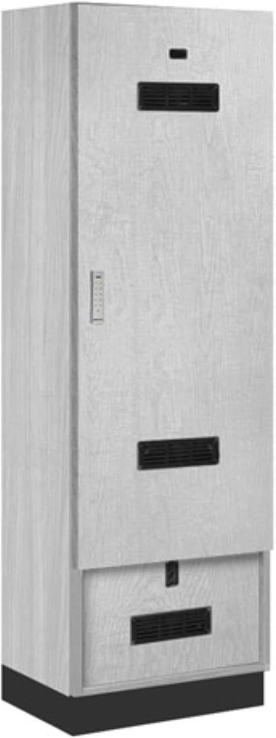 Salsbury 24" Wide Premier Wood Gear Locker - 6 Feet High - 18 Inches Deep - Silver Teak - Silver Electronic Locks