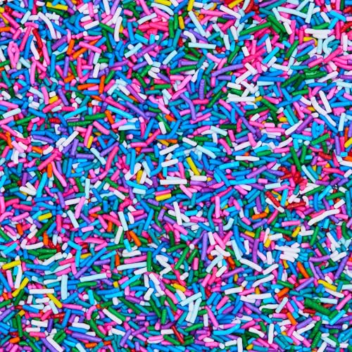 Image of Fancy Sprinkles Deluxe Rainbow Crunchy Jimmies | Pastel Rainbow Sprinkles for Cake, Cupcake & Cookie Decorating | Funfetti & Ice Cream Topping | Baby Shower & Birthday | 2 Pack (0.5c)