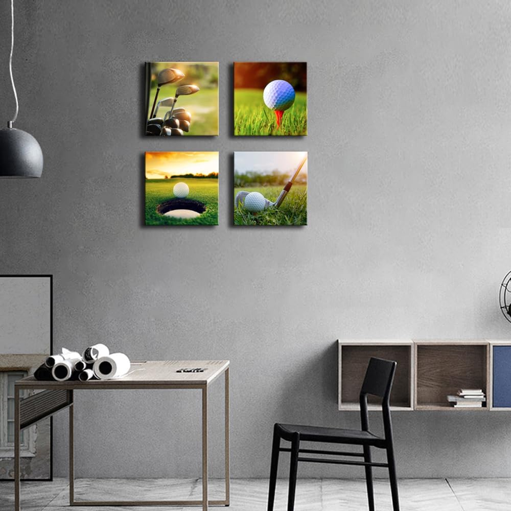 VVJSZHJ Golf Wall Art Golf Course Modern Print Pictures Gym Wall Decor for Man Cave Office Bedroom Golf Club Canvas Artwork for Golfers and Sports Lovers