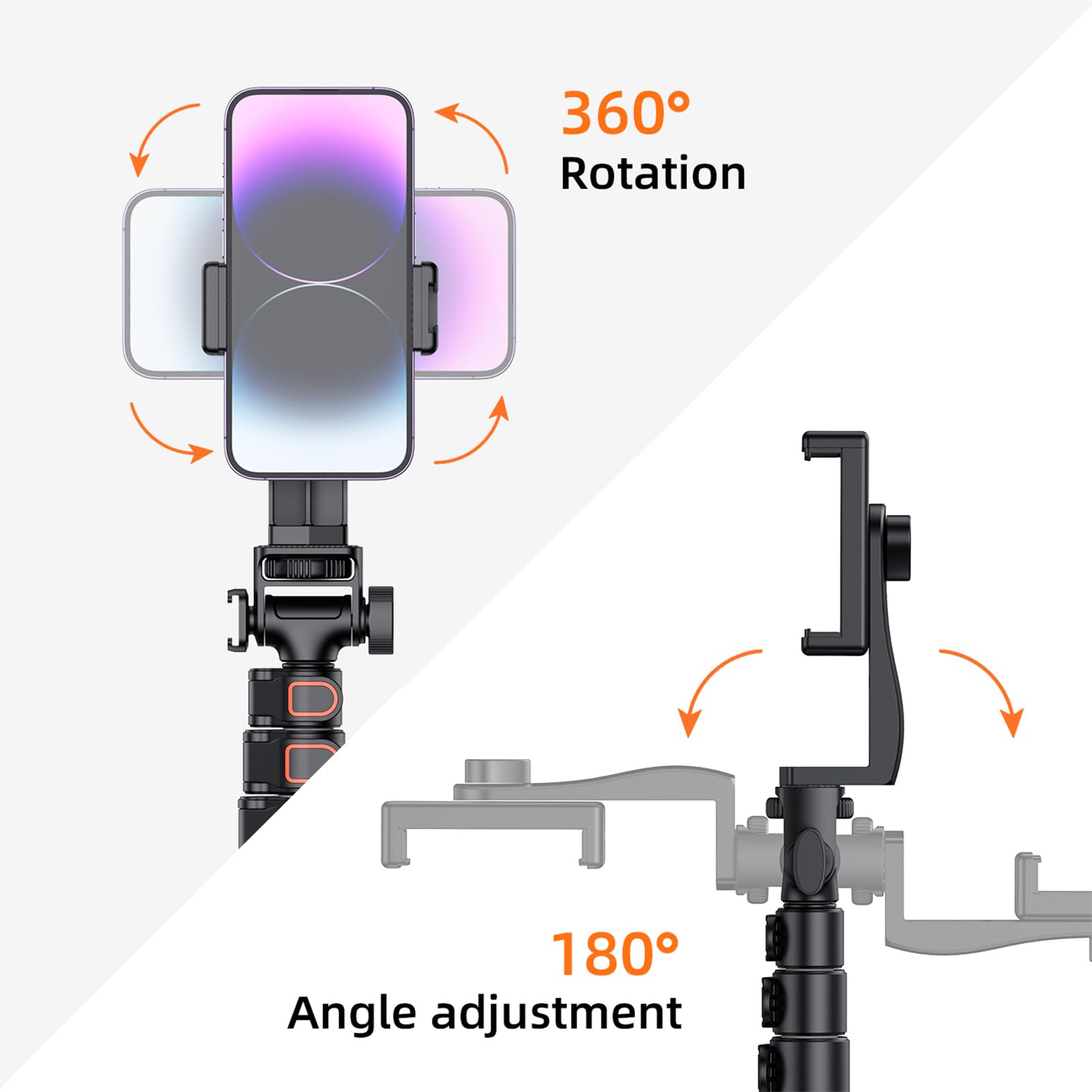 Asixxsix Treppiede per Selfie Stick da 1,6 Metri per Telefono con Telecomando